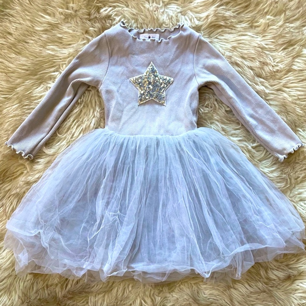 Petit Hailey sz 3 light grey Star tutu dress